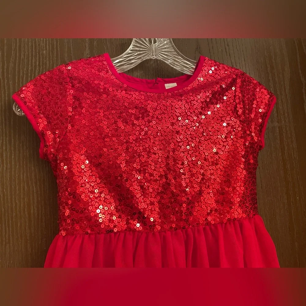 COPY - Oshkosh B’gosh Red Sequin Tulle Dress Girls Sz-7 - Picture 3 of 10